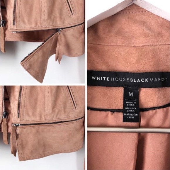 🚫SOLD🚫 White House Black Market Genuine Leather Suede Blush Moto Jacket - Picture 12 of 16